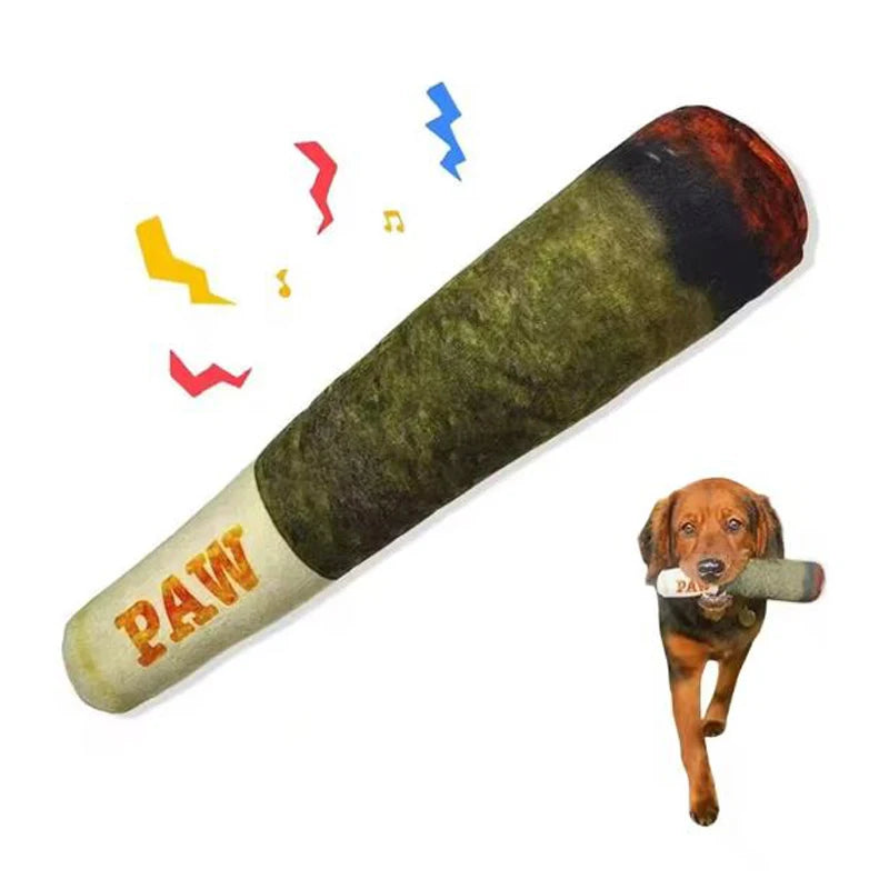 Dog Toy Funny Interactive Dog Toys Cigar Design Sound Making Toy Plush Squeaky Pet Grinding Teeth Creative Chew for Small Medium