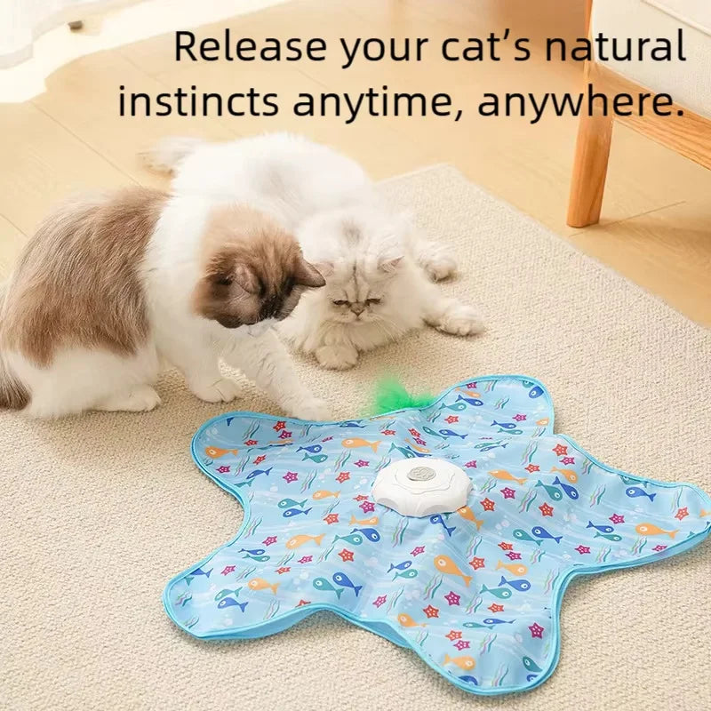 Cat Hunting Carpet, Teasing Stick, Five-Pointed Star Toy, Automatic Rotating Wheel, Self-Hi, Hiding Hood, Interactive Cat Toy