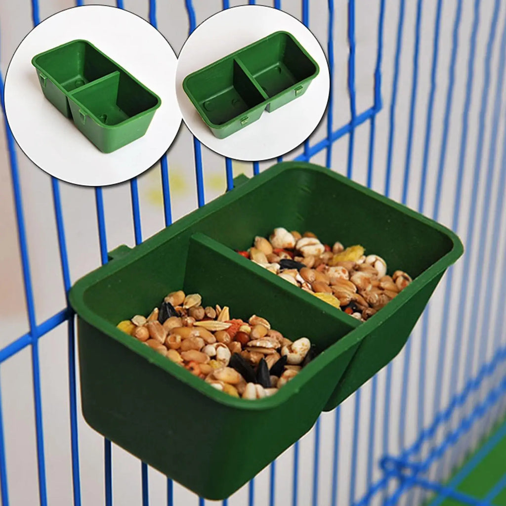 Double Groove Bird Food Bowl No Mess Bird Feeder 2 In 1 Bird Cage Feeders And Waterers Universal For Cage For Food Water Holding