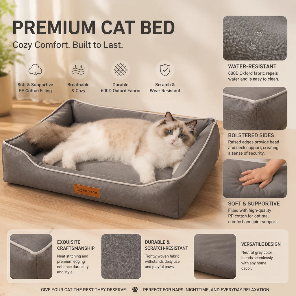 Dog Bed for Large Dogs, Four-Season Square Mattress, Bite-Resistant Cat Bed, Soft Thickened Dog Bed, Waterproof Sofa Pet House