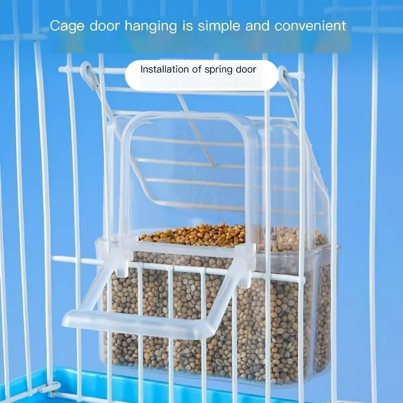 Bird Food Container Feeder Seed Food Container for Cage Accessories for Budgerig Parrot Feeder Drinker Hanging Bowl Feeder Box