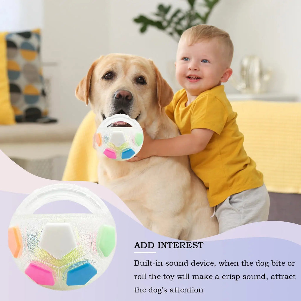 Hundespielzeug Fußball mit Griff, quietschend, schwimmfähig, für Zerrspiele, Hundezerrspielzeug für kleine, mittlere und große Hunderassen, Spielgeschenke