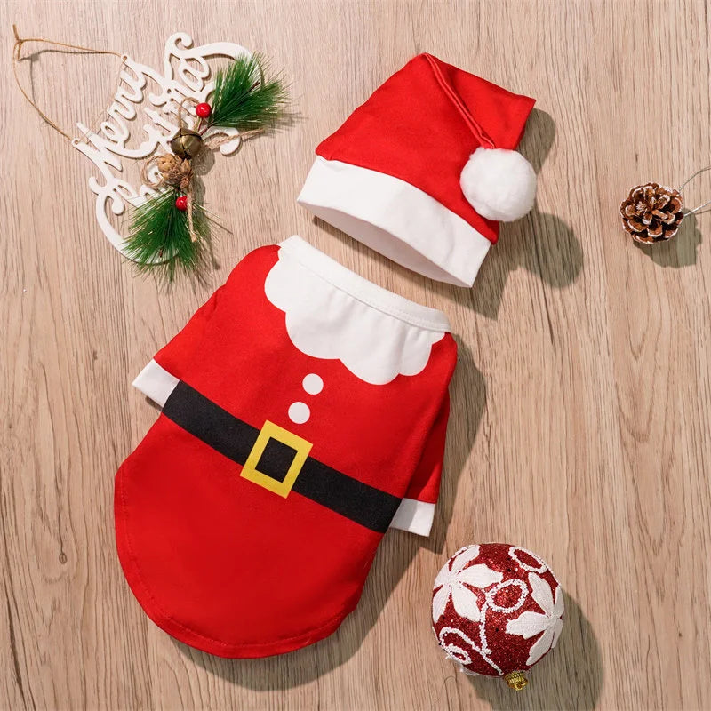 New Christmas Pet Clothes Dogs Cats Holiday Outfits Huskies Teddy Bears Cotton Coats Autumn Winter Deer-like Cat Dog Dlothes