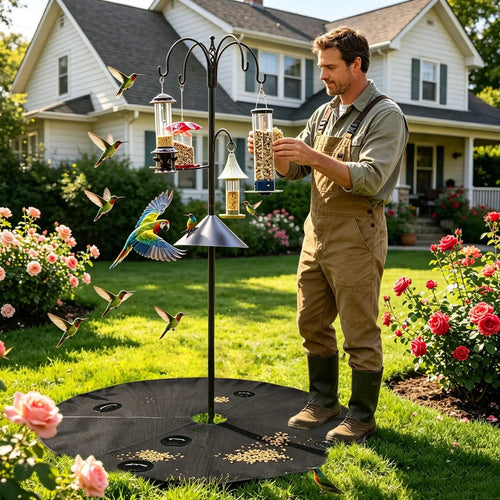 Bird Food Catcher for Ground 2 Pieces Water Permeable Food Stays Bird Feeding Mat for Family Friends Enthusiast Outdoor Garden