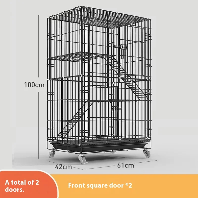 Indoor Cat Villa Cage with Foldable Design Large Multi-Story Cat House Encrypted Pet Cage Furniture for Home