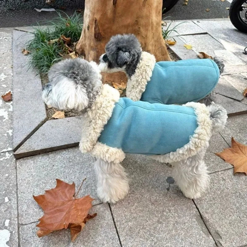 Pet Dog Clothes Corduroy and Velvet Jacket Pet Legs Lamb Fur Collar Coat Jacket Warm  Winter Puppy Clothes for Small Dogs Coat