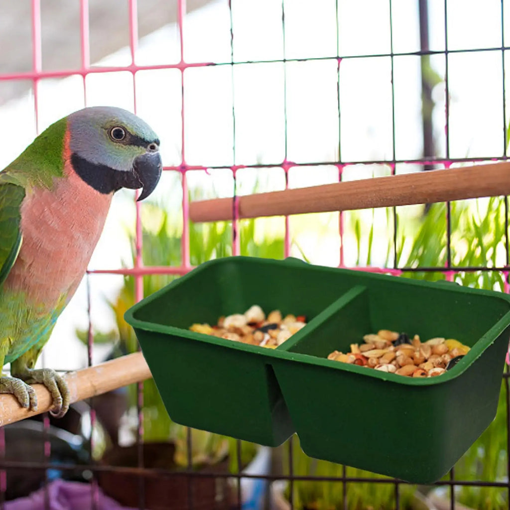 Double Groove Bird Food Bowl No Mess Bird Feeder 2 In 1 Bird Cage Feeders And Waterers Universal For Cage For Food Water Holding