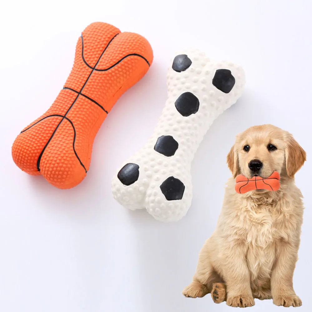 Dog Toy Set: Squeaky Bone & Basketball, Self-Entertainment Interactive Toys for Dogs to Relieve Boredom