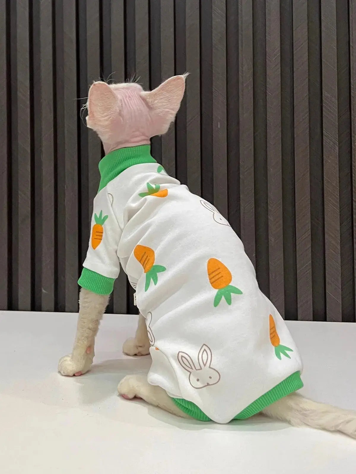 Cartoon Four-Legged Clothes, Carrots, Bunny Prints, Hairless Cat Clothes, Sphynx Cats, Devon, All-Inclusive, Hair-Proof, Sleeved