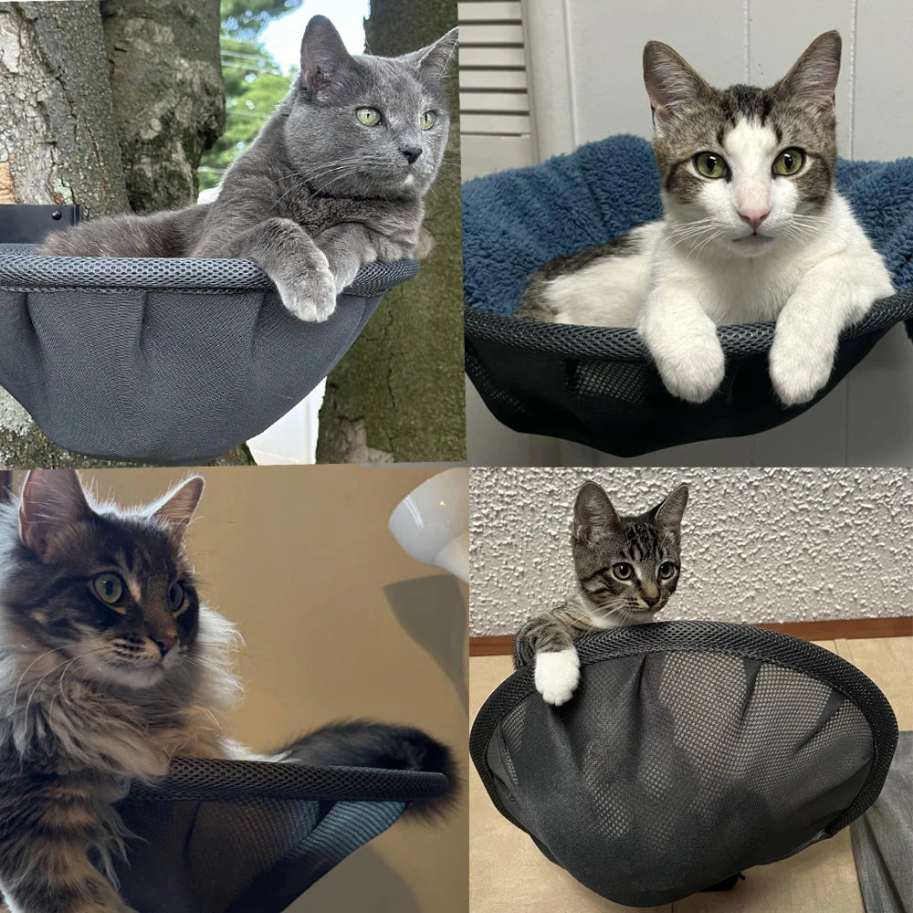 Katzenhängematte, Wandmontage, faltbar und stabil, atmungsaktives Katzenbett zum Schlafen, Spielen, Klettern und Ausruhen
