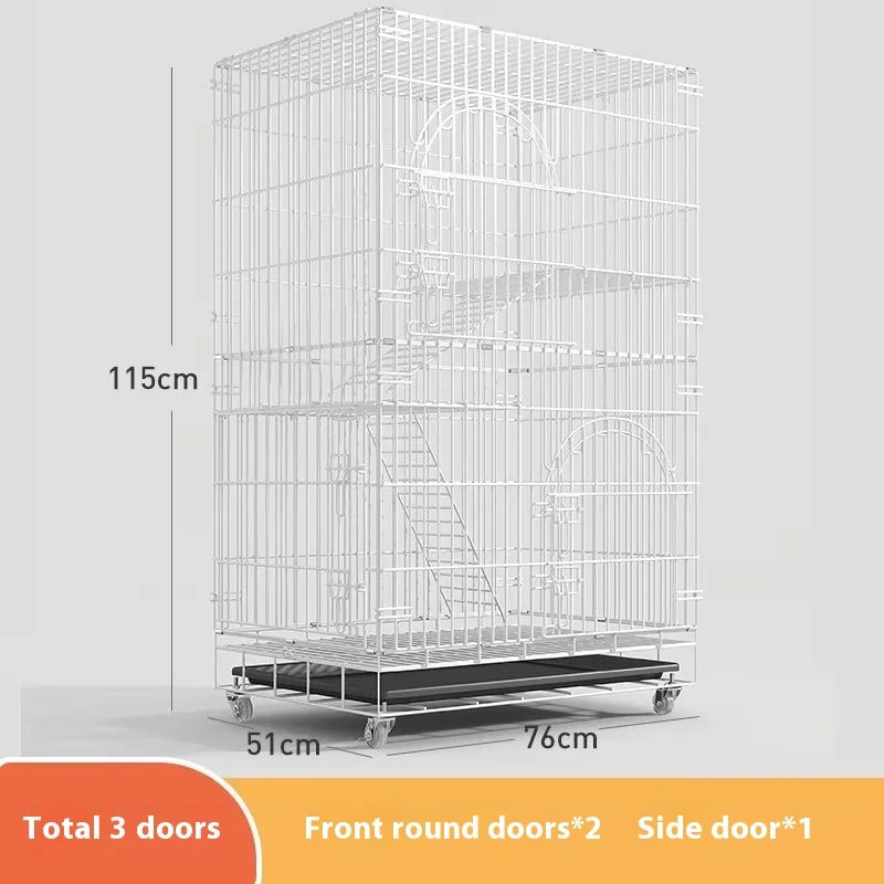 Indoor Cat Villa Cage with Foldable Design Large Multi-Story Cat House Encrypted Pet Cage Furniture for Home