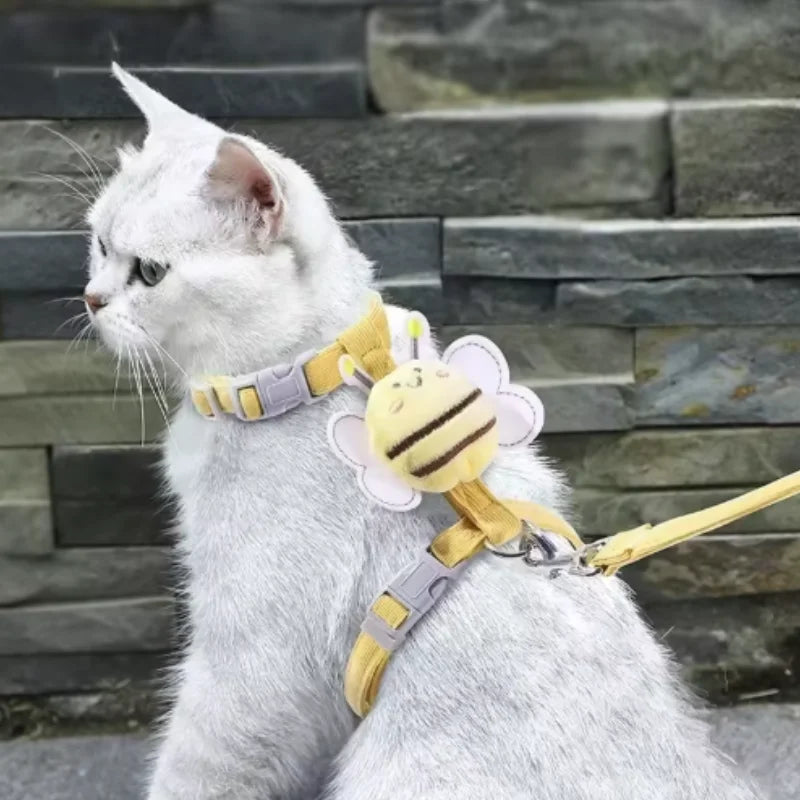 Cat Harness Cute Bee Style Pet Harnesses And Leash Set Adjustable Harness for Cats Small Dogs Cat Accessories