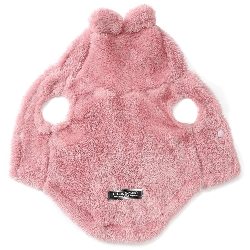 Herbst Winter Hundekleidung für kleine und mittelgroße Hunde Warmer Plüsch Kaninchenohren Haustier Mantel Süß Weicher Welpe Sphynx Katze Chihuahua Kostüm