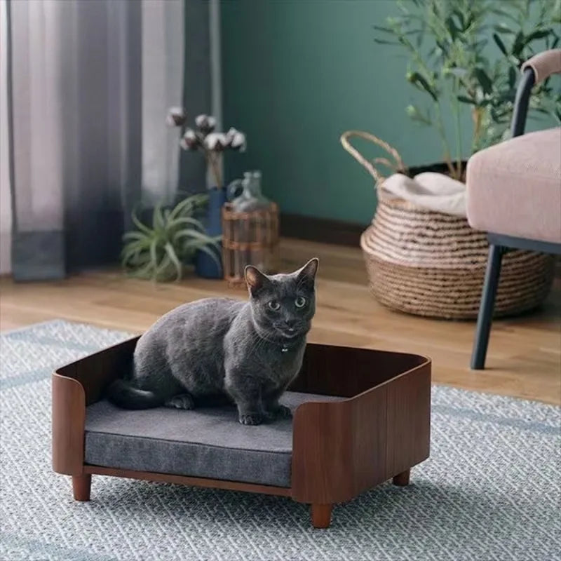 Katzenhundebett Holzzwinger Indoor-Haustiermöbel Boden Modernes schlichtes Deckenbett Bequemes, langlebiges Möbelzubehör