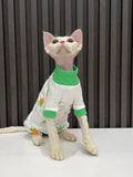 Four-Legged Cartoon Clothes, Carrot and Bunny Print Clothes, Hairless Cat Clothes, Sphynx Cat Clothes, Devon Cat Clothes, All-inclusive, Anti-shedding, with Sleeves