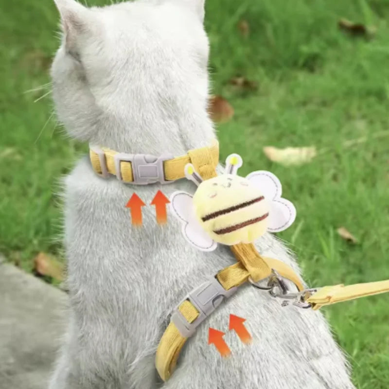 Cat Harness Cute Bee Style Pet Harnesses And Leash Set Adjustable Harness for Cats Small Dogs Cat Accessories