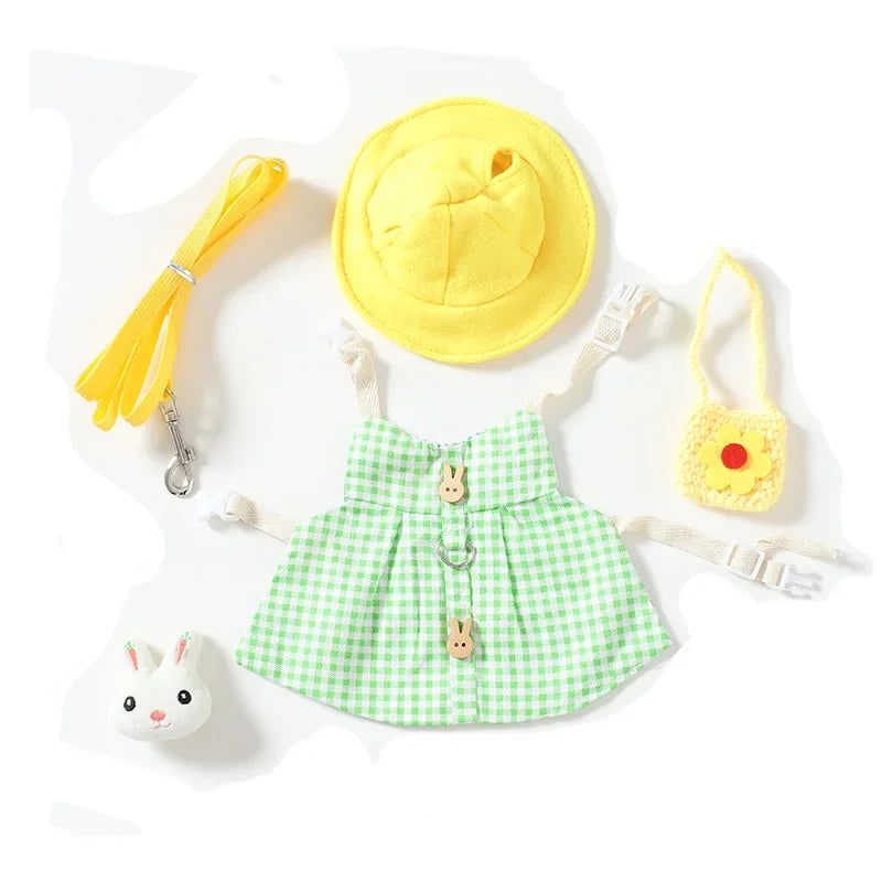 Niedlicher kleiner Tiergurt Leine Set Bedruckte Kleider Meerschweinchen Kaninchen Maus Leinen und Kleidung Outdoor Walking Anzug
