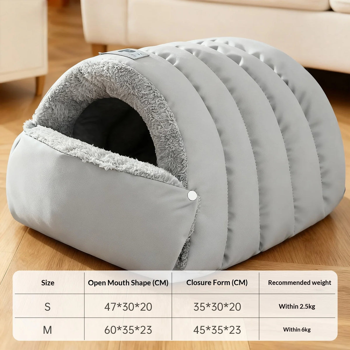Semi-Enclosed Cat Bed Winter Warm Cat Cave Bed Washable Cat House Non-Slip Warm Waterproof Bottom for Indoor Cats Anti-Anxiety
