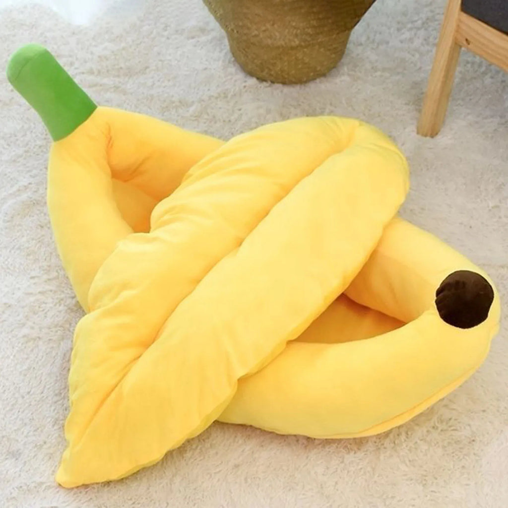 Bananenförmiges Hundebett Atmungsaktives Plüsch Gemütliches und weiches Welpenkissen Haustier-Nestbett für kleine und mittelgroße Hunde Haustierbedarf