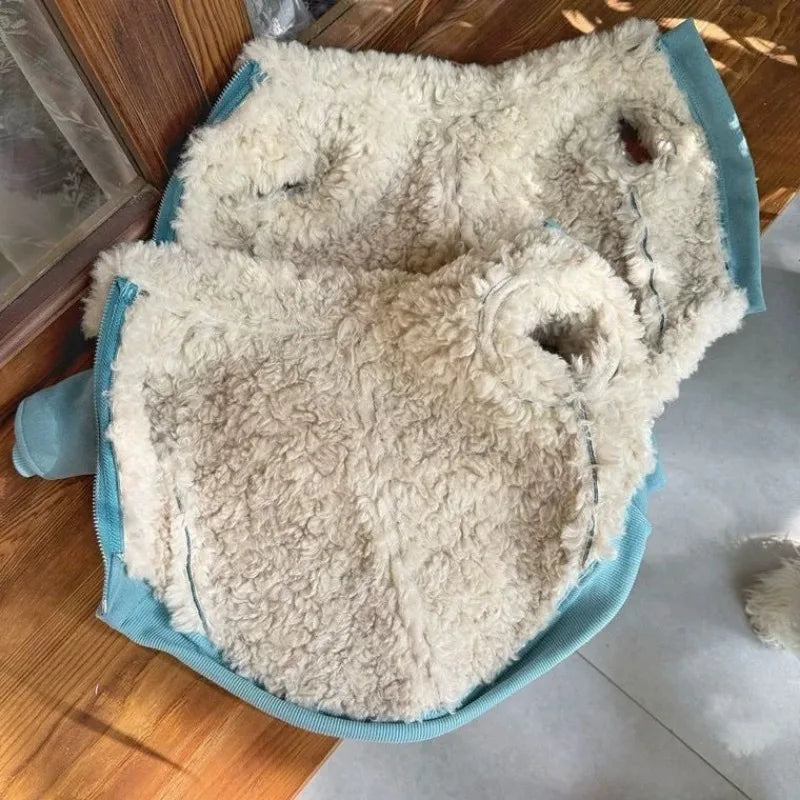 Pet Dog Clothes Corduroy and Velvet Jacket Pet Legs Lamb Fur Collar Coat Jacket Warm  Winter Puppy Clothes for Small Dogs Coat