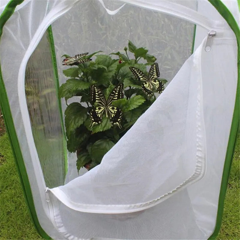 Collapsible Insect Cage Mesh Insect Habitat Cage Butterfly Mantis Stick Breeding Zipper Cages Outdoor Green Net Cloth
