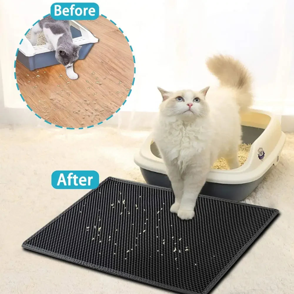Katzentoilettenmatte mit Geschenk Doppelschicht Wasserdicht Katzentoilettenunterlage Rutschfeste Katzenstreumatte Waschbare Bettmatte Sauberkeitsunterlage Produkte