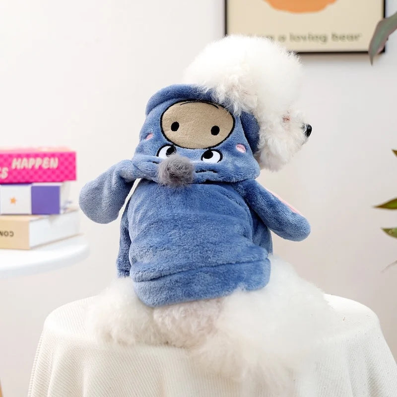 Creative Cosplay Clothes for Small Medium Dogs Bear Tiger Animal Flannel Cat Hoodie New Year Winter French Bulldog Puppy Outfits