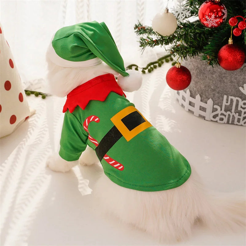 New Christmas Pet Clothes Dogs Cats Holiday Outfits Huskies Teddy Bears Cotton Coats Autumn Winter Deer-like Cat Dog Dlothes