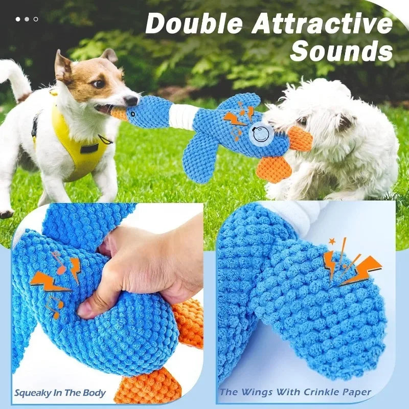 Neues blaues Gans Hundespielzeug Katzenspielzeug Haustierspielzeug zweifarbige Gans widerstandsfähiges Beiß-Kauspielzeug Plüsch-Sound-Spielzeug Plüschtier Haustierbedarf
