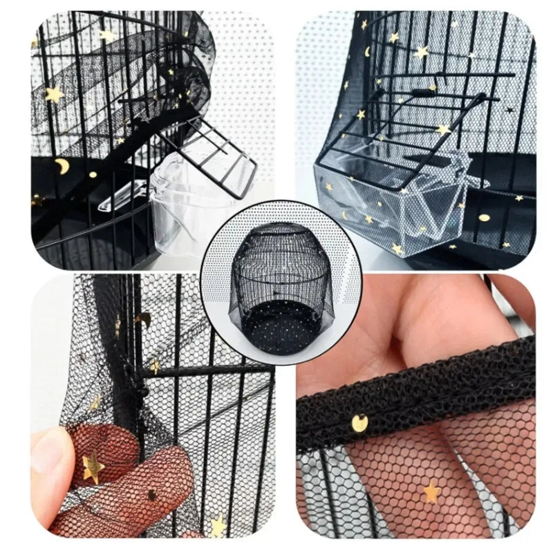 2025 M/L Bird Cage Cover Mesh Bird Cage Case Cover Skirt Traps Clean Cage