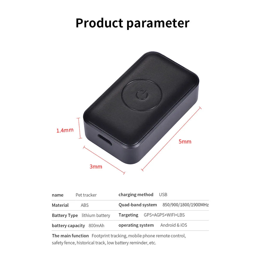 Waterproof Pet GPS Tracker, Location Adjustable Collar, Real-Time Call, Remote Control GPS Locator for Cats and Dogs, GSM, AGPS