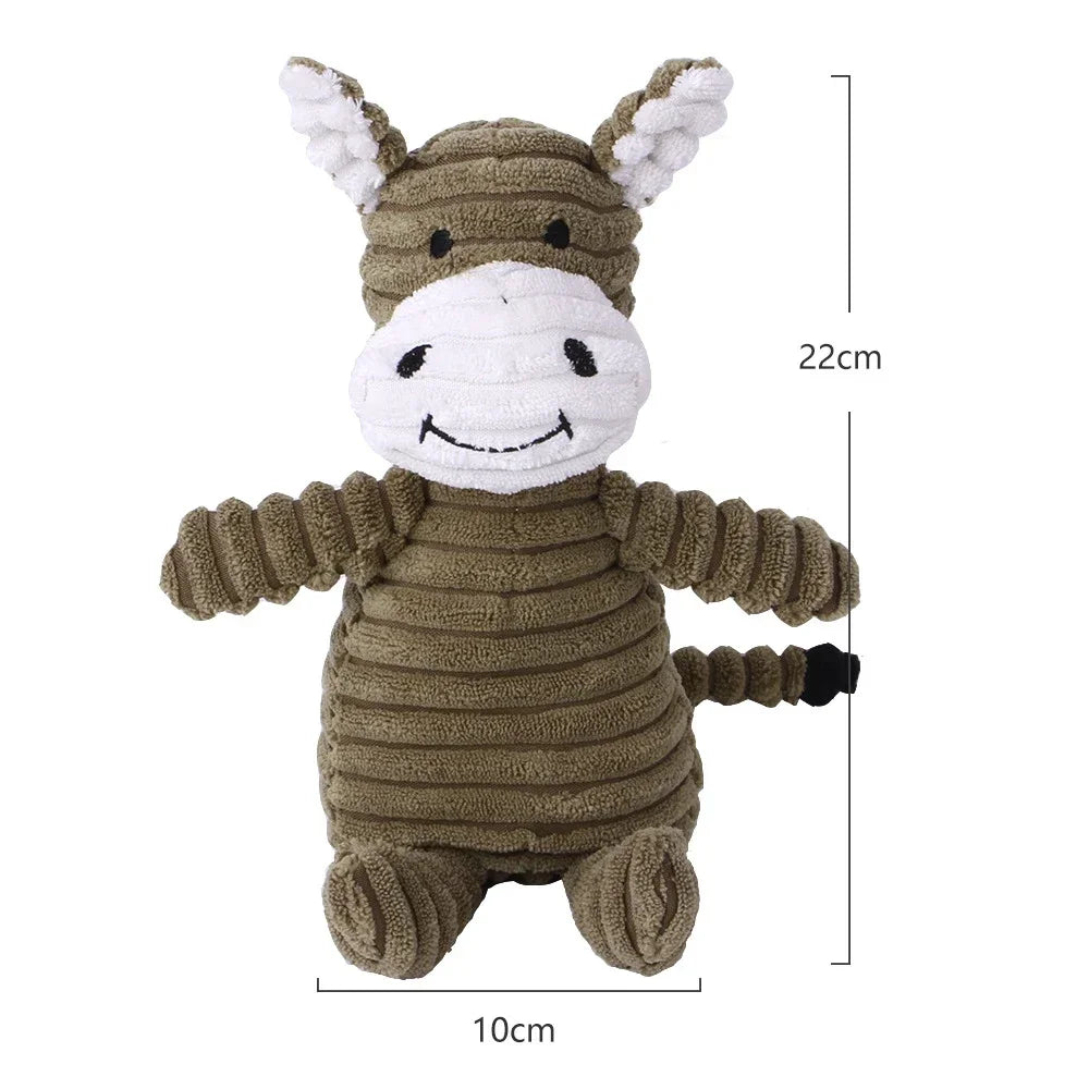 Plush Dog Toy Animal Shape Bite Resistant Squeaky Toys Corduroy Dog Toys for Small Large Dogs Puppy Pets Training Accessories