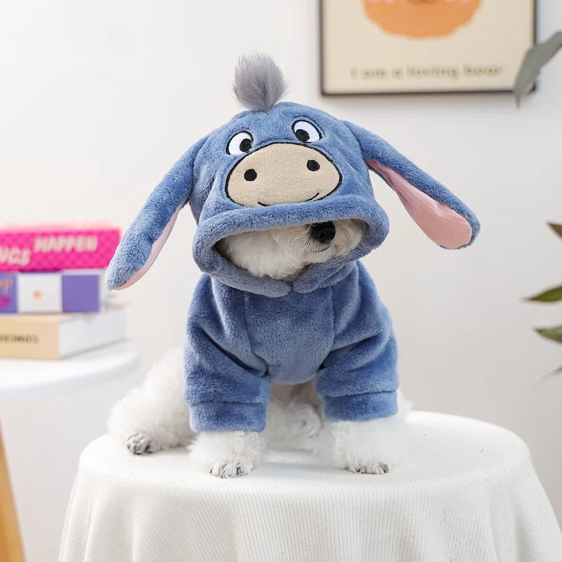 Creative Cosplay Clothes for Small Medium Dogs Bear Tiger Animal Flannel Cat Hoodie New Year Winter French Bulldog Puppy Outfits
