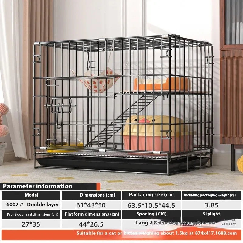 Indoor Cat Villa Cage with Foldable Design Large Multi-Story Cat House Encrypted Pet Cage Furniture for Home