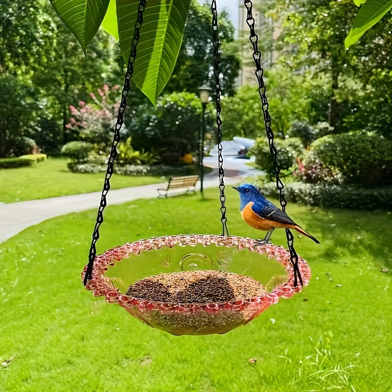 Comedouros e bebedouros de pássaros suspensos, tabuleiros de comida para pássaros ao ar livre, suportes de comida para pássaros, suportes decorativos de comida para pássaros de jardim