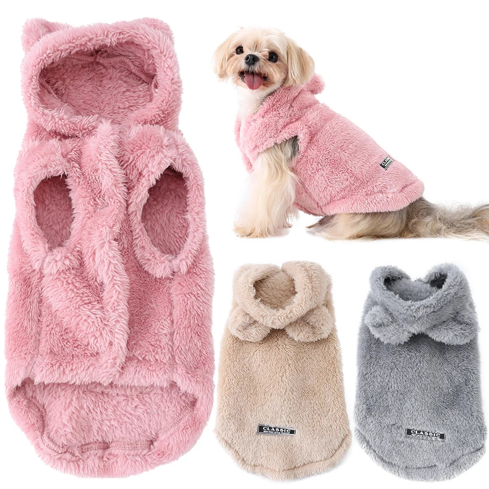 Herbst Winter Hundekleidung für kleine und mittelgroße Hunde Warmer Plüsch Kaninchenohren Haustier Mantel Süß Weicher Welpe Sphynx Katze Chihuahua Kostüm