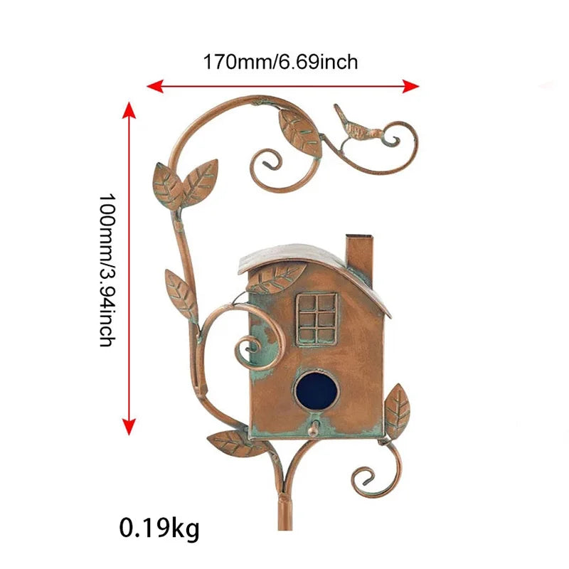 New Metal Bird Cages Art Bird Houses With Pole Garden Ornaments Nest Durable Courtyard Backyard for Outdoor Garden Home Decor