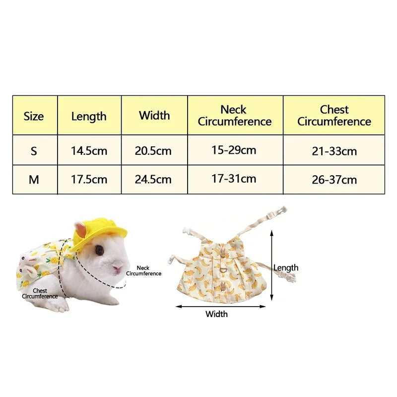 Niedlicher kleiner Tiergurt Leine Set Bedruckte Kleider Meerschweinchen Kaninchen Maus Leinen und Kleidung Outdoor Walking Anzug