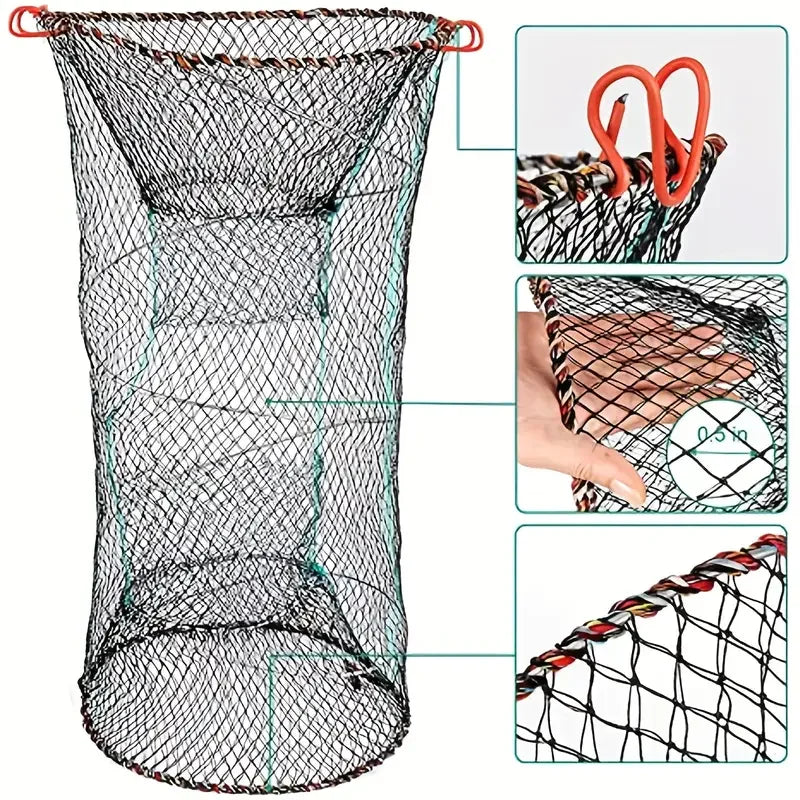Foldable Casting Net Fish Cage 1-Piece Nylon Mesh Fine Cage Suitable for Crab, Shrimp and Crayfish Fishing Equipment, Suitable F