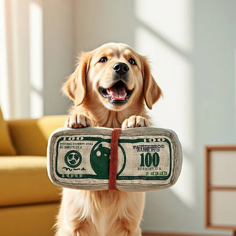 Dog Toy Money Shape Bite Resistant Indestructible Squeaky Toy Sound Interactive Self-Play for Dog Puppy Cat Pet Training Supplies