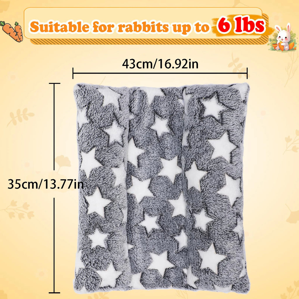 Rabbit Bed - Thick and Soft Concave-Shaped Rabbit Bed, Pillow-Style Soft Cushion, with a Recliner-Style Pillow, Suitable for Indoor Rabbits in Cages, a Sleeping Gift for Rabbits, Gray Star Pattern