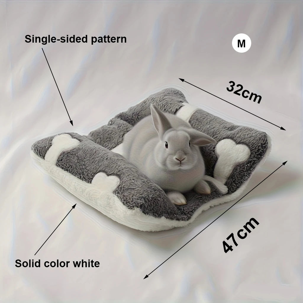 Rabbit Bed - Thick and Soft Concave-Shaped Rabbit Bed, Pillow-Style Soft Cushion, with a Recliner-Style Pillow, Suitable for Indoor Rabbits in Cages, a Sleeping Gift for Rabbits, Gray Star Pattern