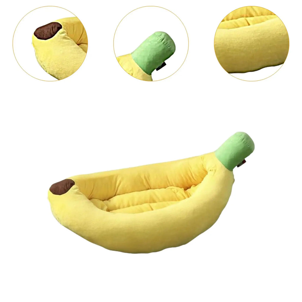 Bananenförmiges Hundebett Atmungsaktives Plüsch Gemütliches und weiches Welpenkissen Haustier-Nestbett für kleine und mittelgroße Hunde Haustierbedarf