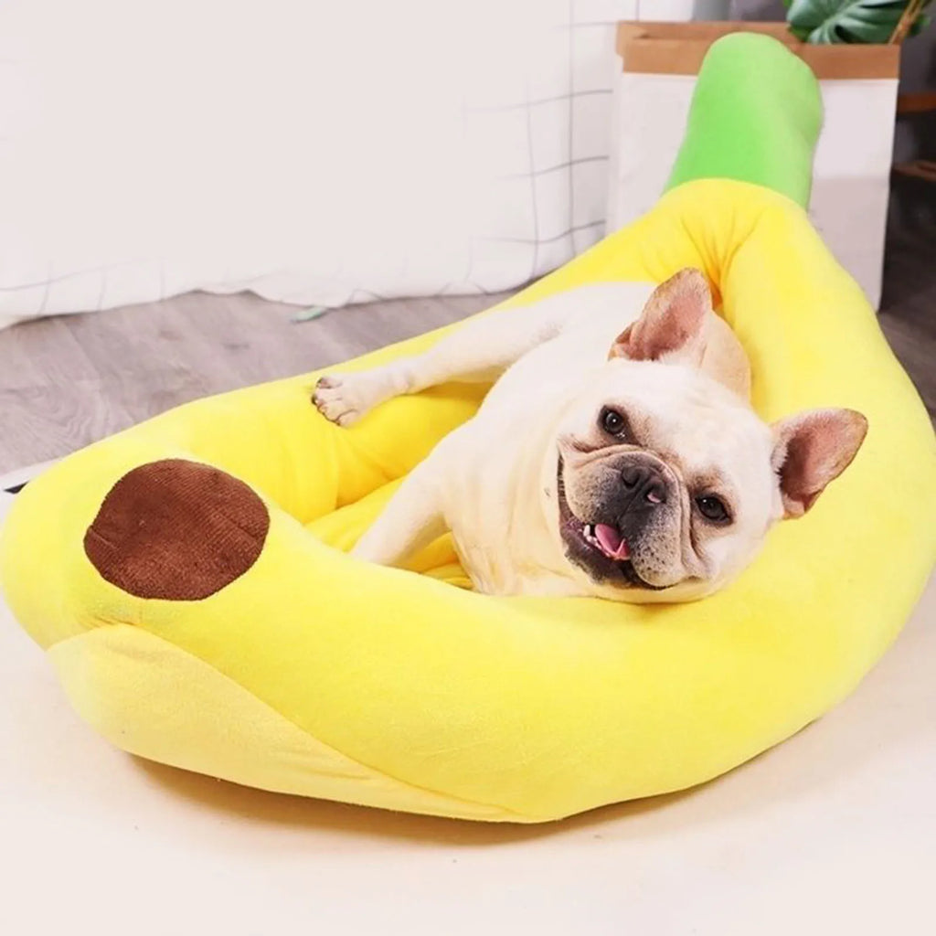 Bananenförmiges Hundebett Atmungsaktives Plüsch Gemütliches und weiches Welpenkissen Haustier-Nestbett für kleine und mittelgroße Hunde Haustierbedarf