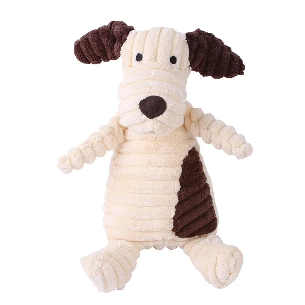 Plush Dog Toy Animal Shape Bite Resistant Squeaky Toys Corduroy Dog Toys for Small Large Dogs Puppy Pets Training Accessories