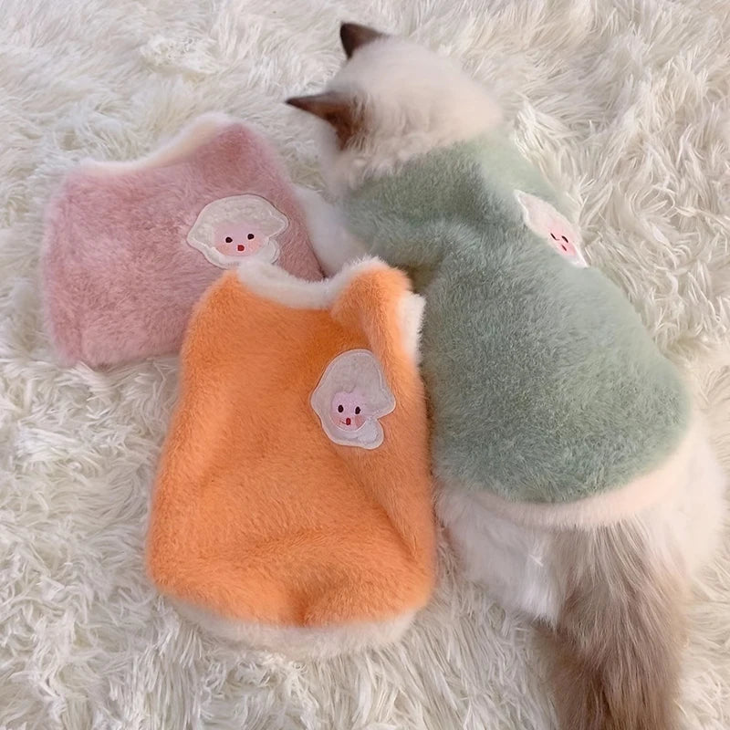 Cat Accessories Pets Warm Kitten Clothes for Winter Small Kitten Stuff Apparels Cooling Clothing Dog Sweater Vests