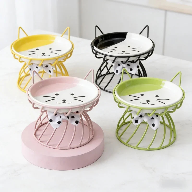 Pet Stand Bowl Ceramic Cat Food Bowl High Foot Raised Feeding Bowl For Cats Dogs Outdoor Drinking Feeding Pet Supplies Daily Use