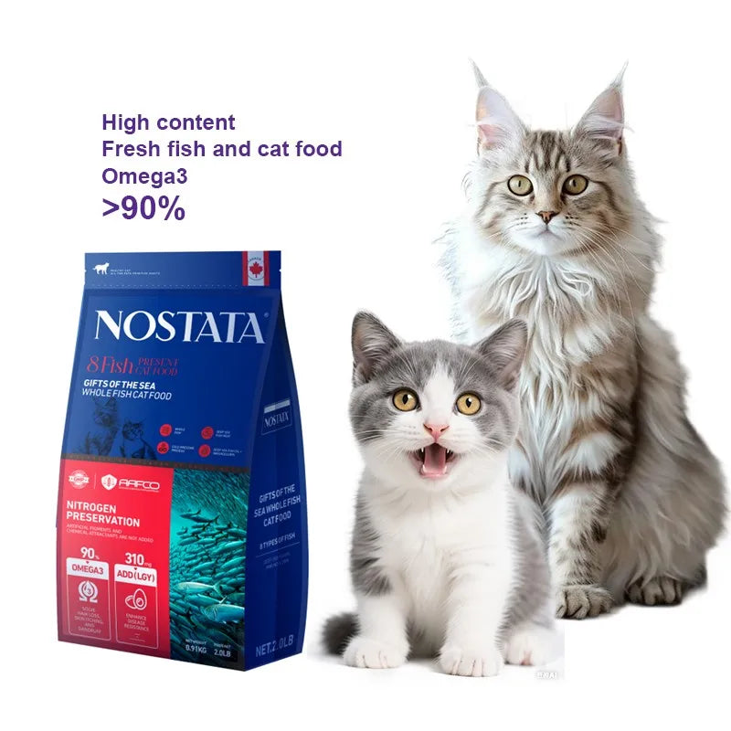2LB Cat Food 8 Kinds Fish Deep Sea Fish Oil Pet Nutrition for Kitten Adult Cat Supports Weight Coat & Skin Health