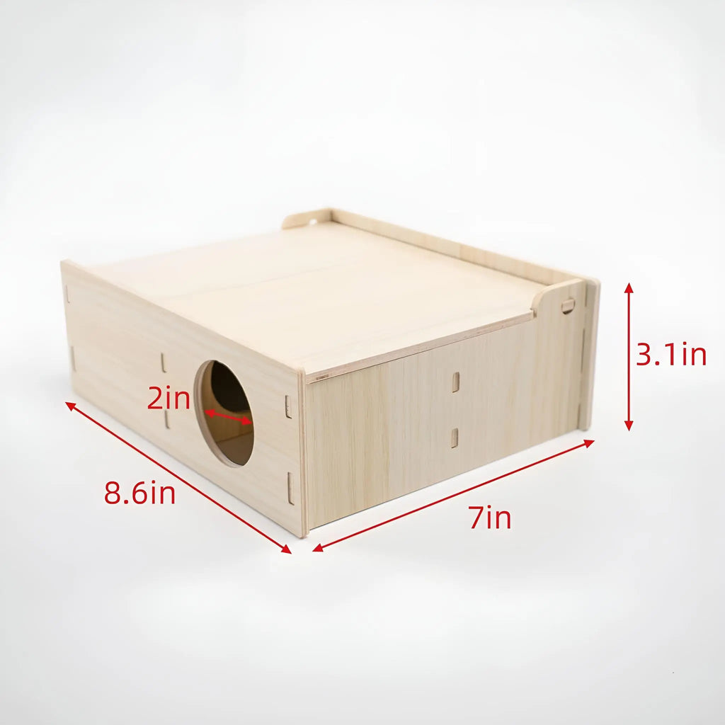 Käfig aus Naturholz, Holz-Mehrkammer-Versteck-Tunnel mit Belüftung für kleine Haustiere, Haustierbedarf