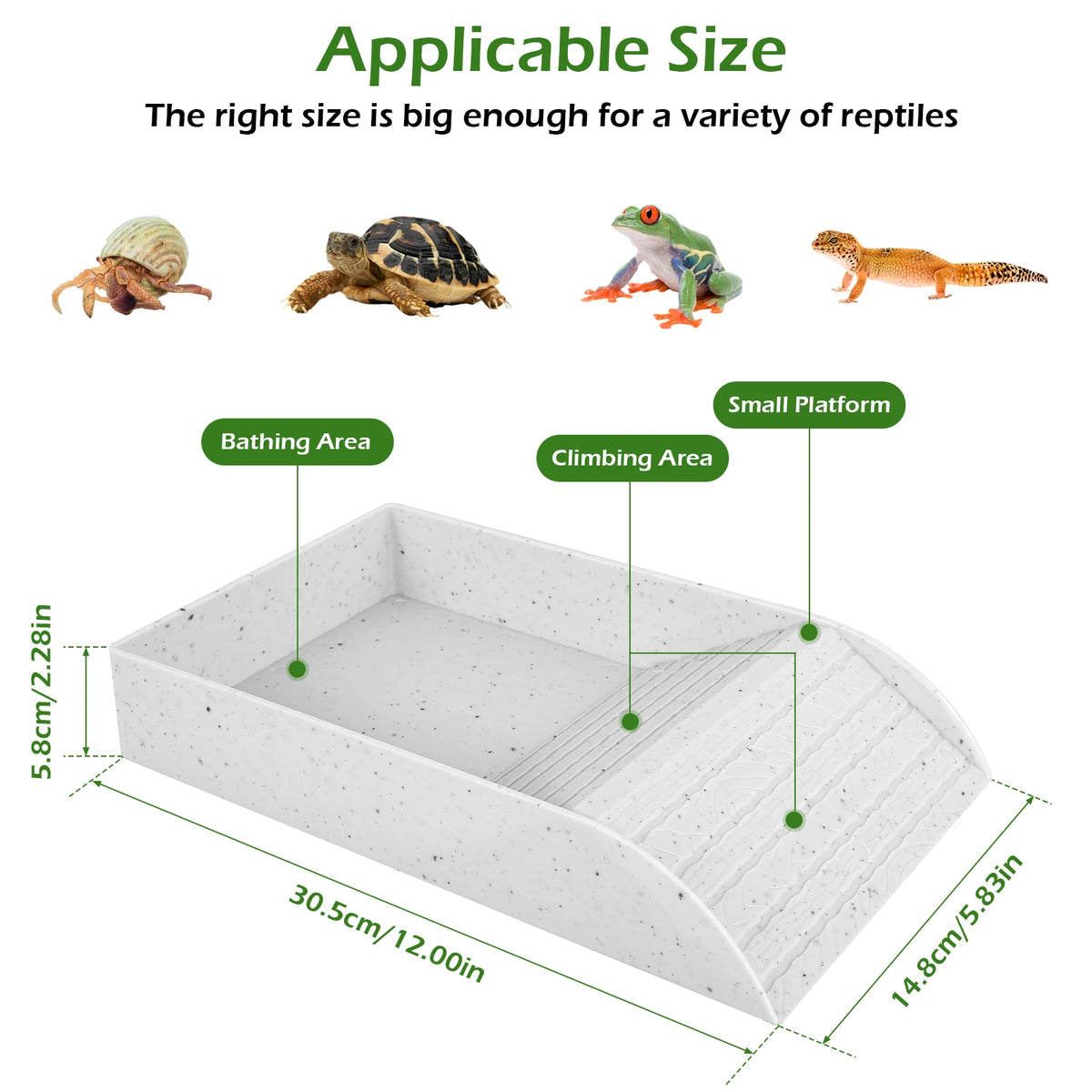 Plastic Tortoise Food Dish turtle tank Water Food Feeder Trays with Anti-Slip Ramp Tortoise Habitat  Reptile accessories